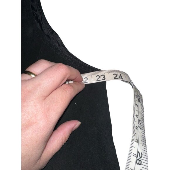 Vintage Basic Editions Suede Leather Vest Men's Large Black Lined Pockets - Picture 6 of 7